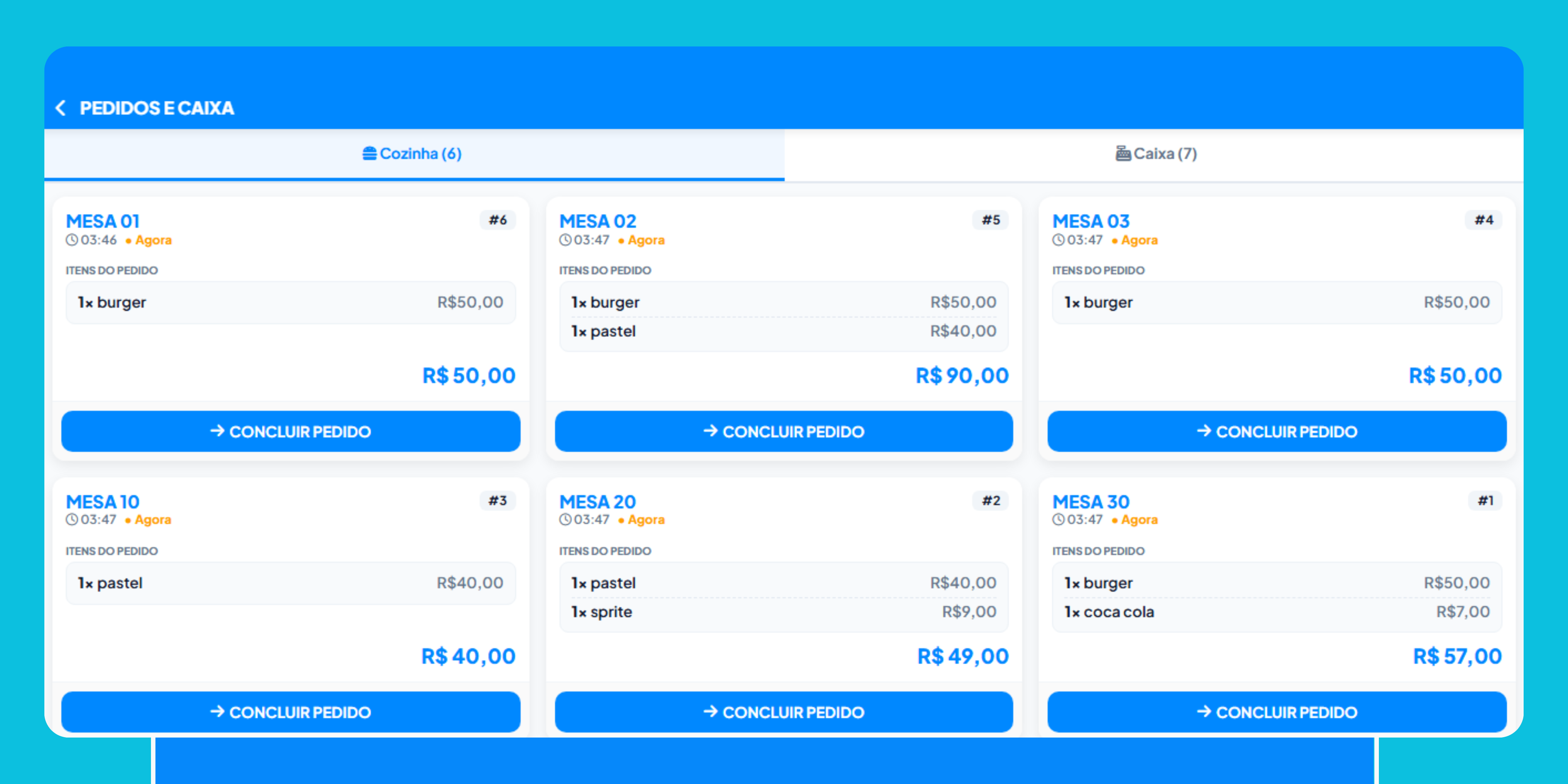 tela de pedidos da barika